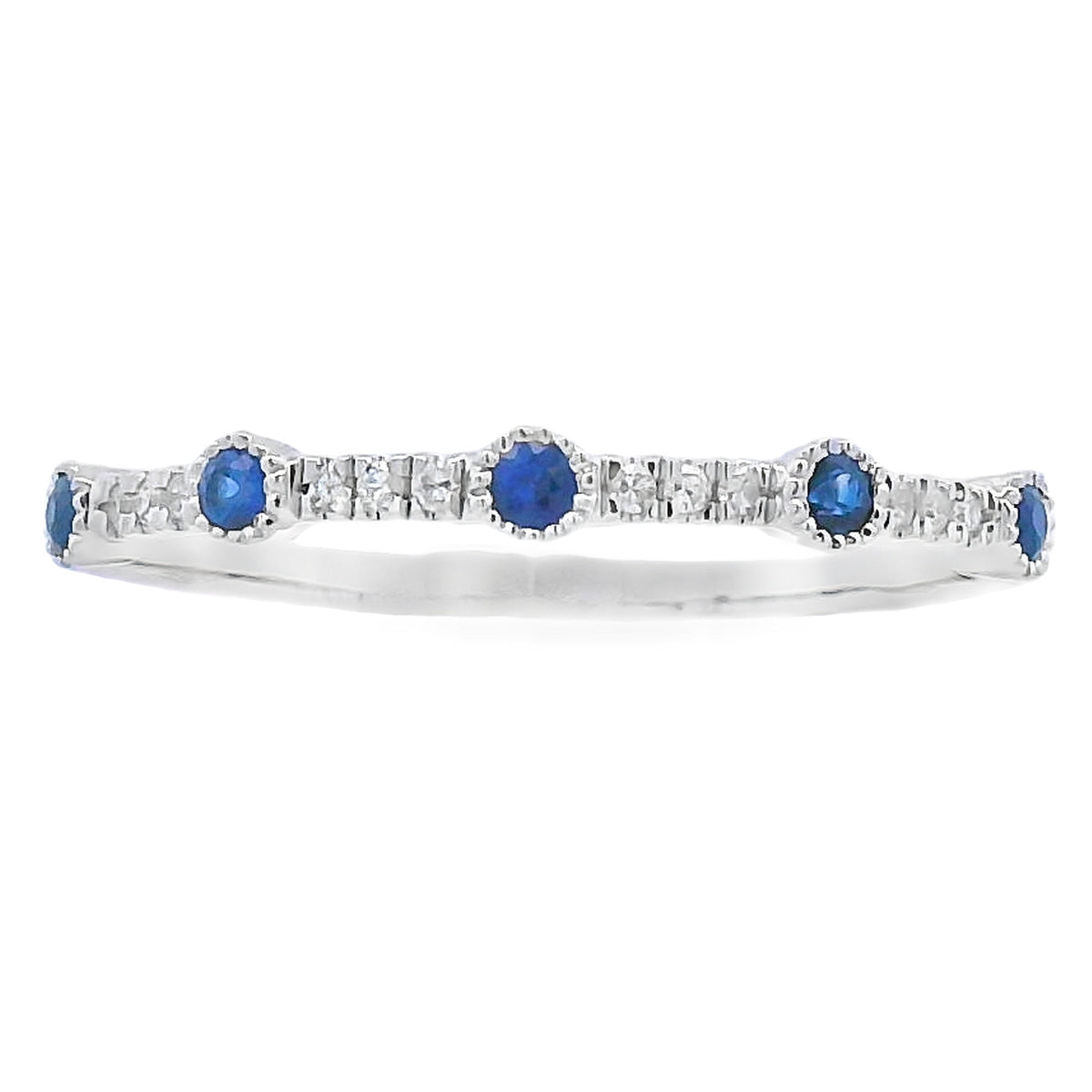 Anillo apilable de Zafiro y Diamantes en Oro Blanco de 14kt