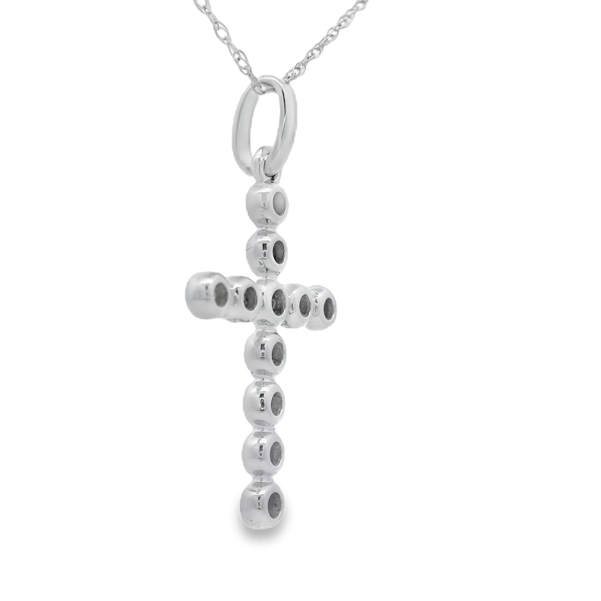 Кулон "Крест" религиозный с бриллиантами 0.20ct из белого золота 14 карат