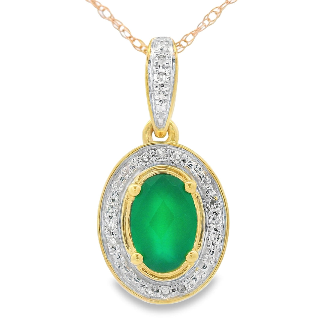 Chalcedony Diamond Fashion Pendants 10KT Yellow Gold
