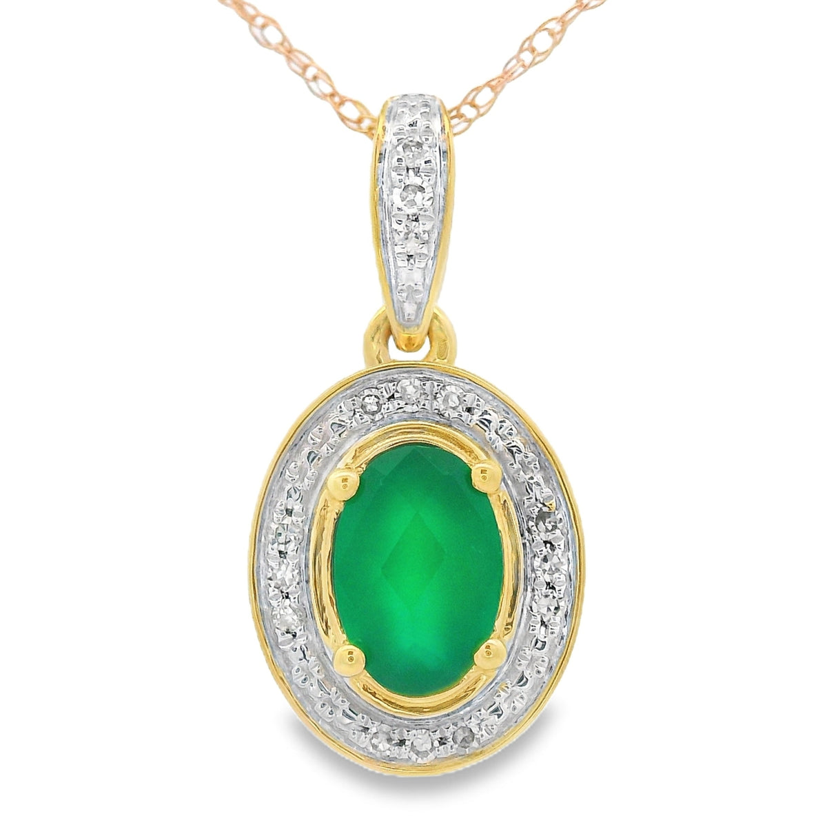 Colgantes de moda de diamante y calcedonia en oro amarillo de 10 quilates