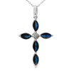 1.73ct Sapphire Cross Religious Pendant 10KT White Gold