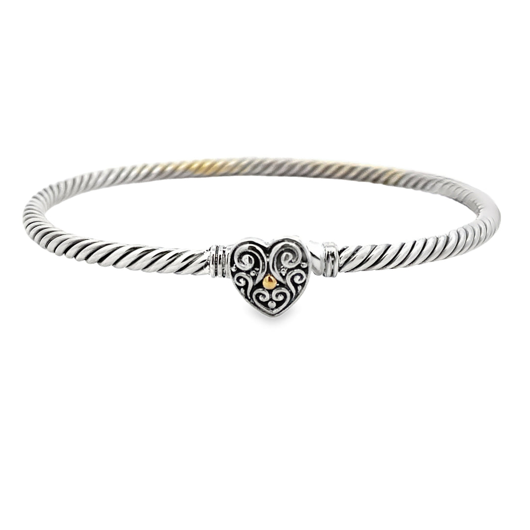 Pulsera de aro de plata de ley y oro de 18 quilates
