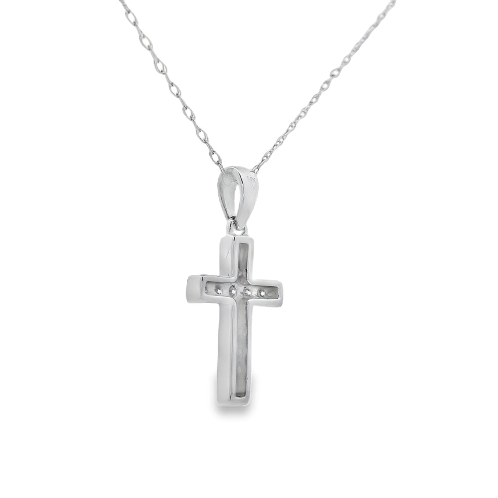 .12ct Diamond Cross Religious Pendant 14KT White Gold