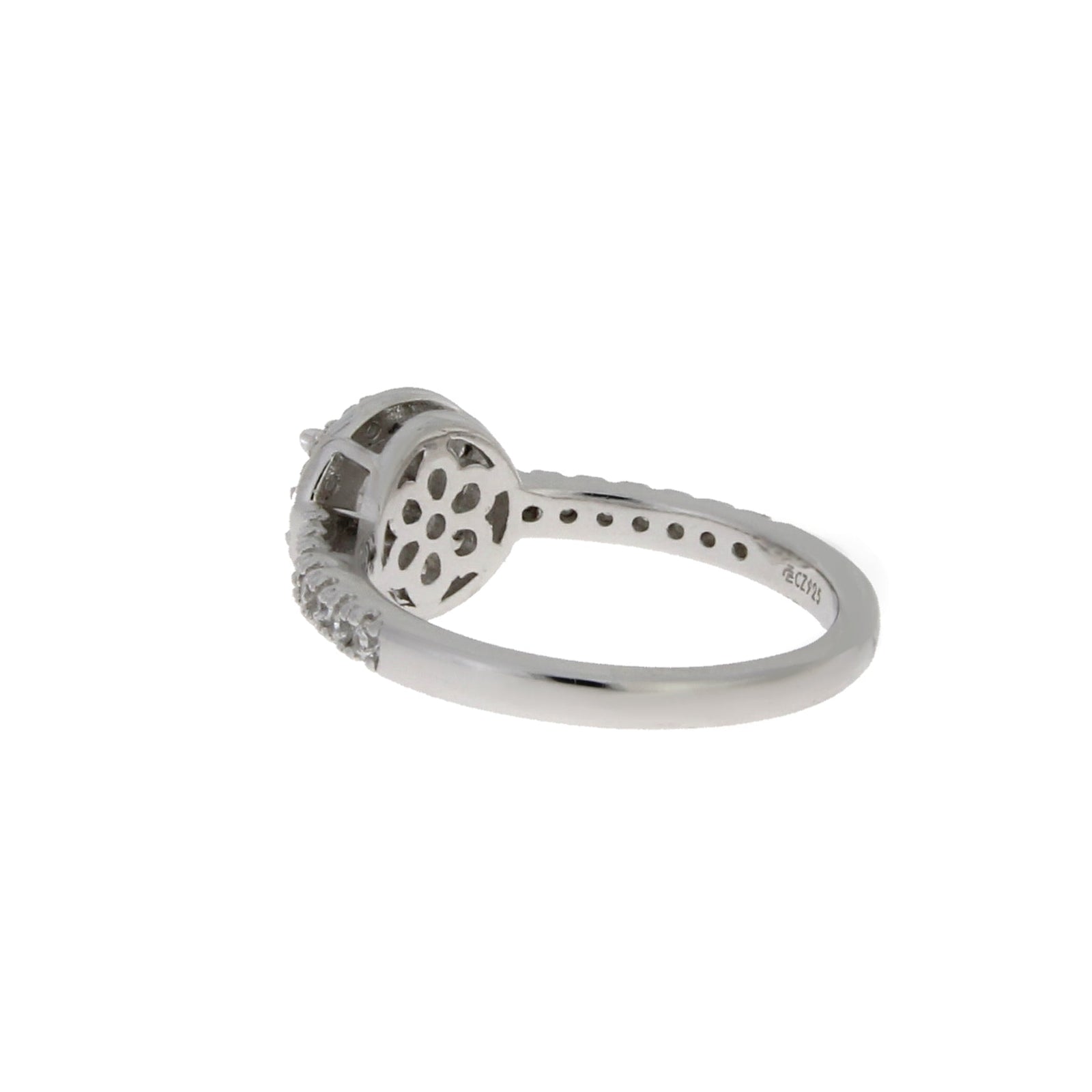 Anillo de circonita cúbica natural de plata de ley