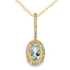 Colgantes de moda de aguamarina y diamantes de oro amarillo de 10 quilates