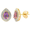 .90ct Amethyst Diamond Dangle Earrings 10KT Yellow Gold
