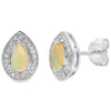 Genuine .26ct Opal Diamond Earrings 10KT White Gold