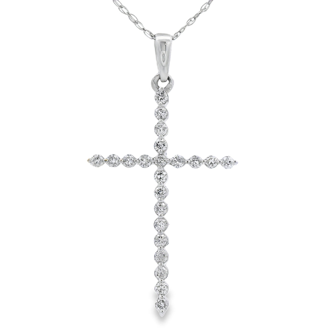 .21ct Diamond Cross Religious Pendant 14KT White Gold