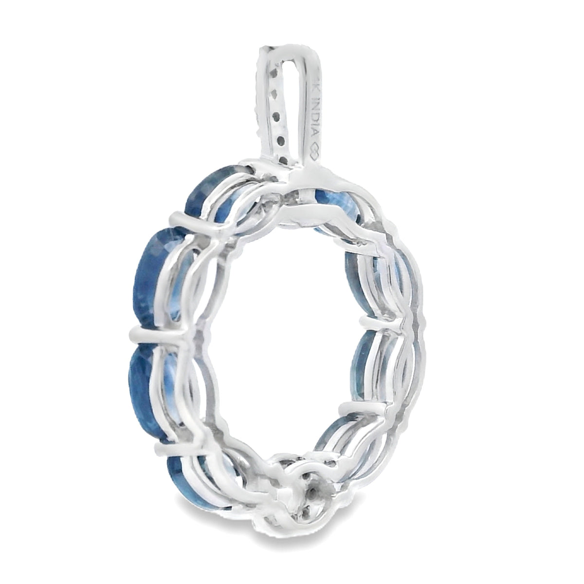 Colgantes de moda de zafiros y diamantes de oro blanco de 14kt