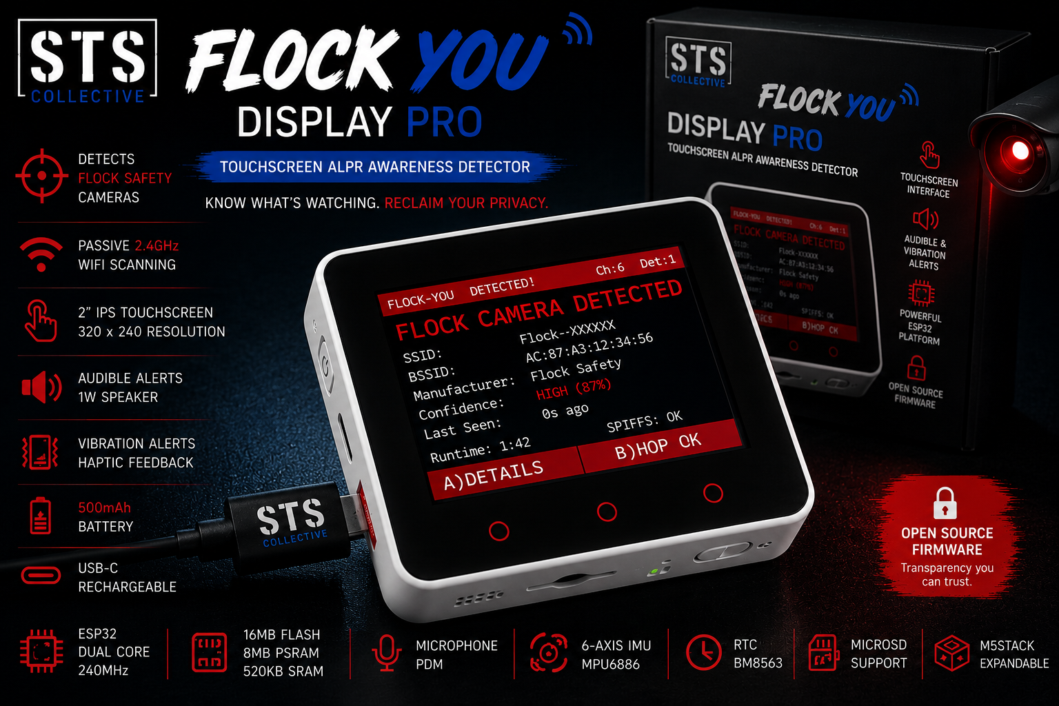 FlockYou Display Pro | Touchscreen ALPR Awareness Detector