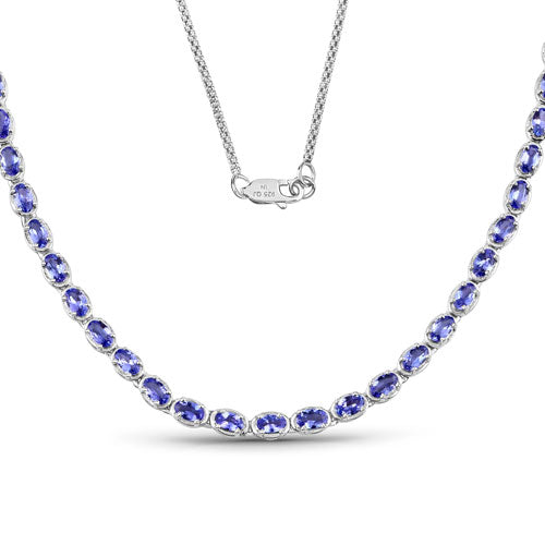 Collar de plata de ley .925 con tanzanita genuina de 10.00 quilates