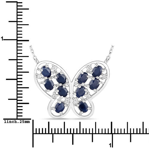 Collar de plata de ley .925 con zafiro azul auténtico de 2.16 quilates y circonitas blancas