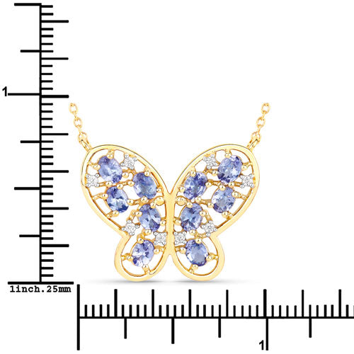 Collar de plata de ley .925 con tanzanita auténtica de 1.86 quilates y circonita blanca