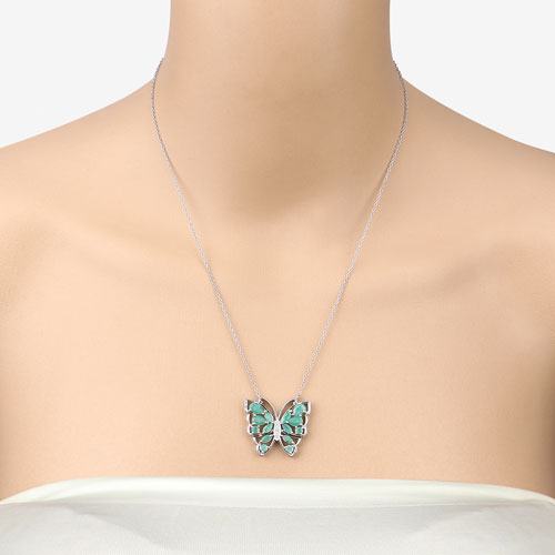 Collar de plata de ley .925 con esmeralda genuina de 2,60 quilates y circonitas blancas