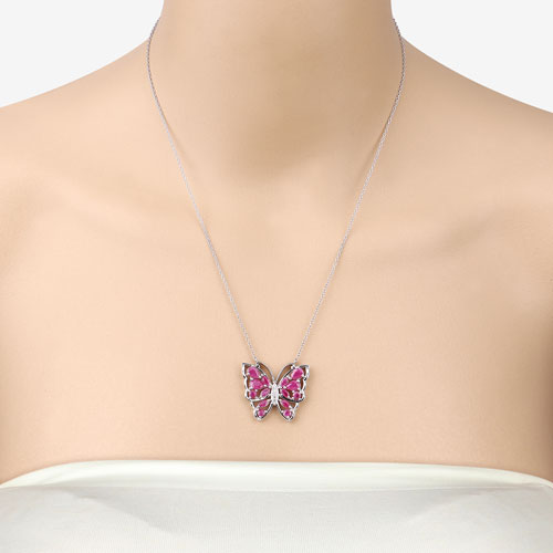 Collar de plata de ley .925 con rubí auténtico de 2.88 quilates y circonita blanca