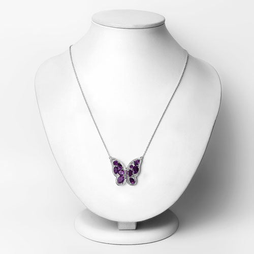 Collar de plata de ley .925 con amatista auténtica de 4,32 quilates
