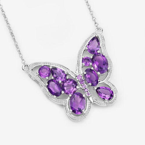 Collar de plata de ley .925 con amatista auténtica de 4,32 quilates