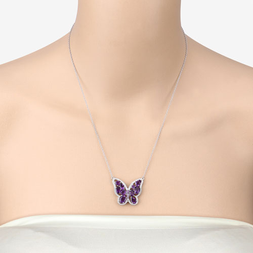 Collar de plata de ley .925 con amatista auténtica de 4,32 quilates