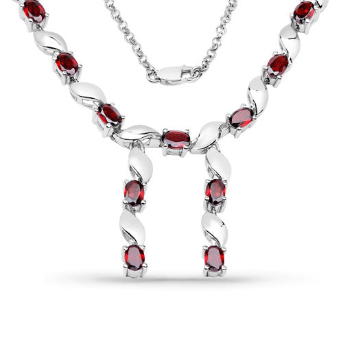 Collar de Plata de Ley .925 con Granate Genuino de 7.65 Quilates