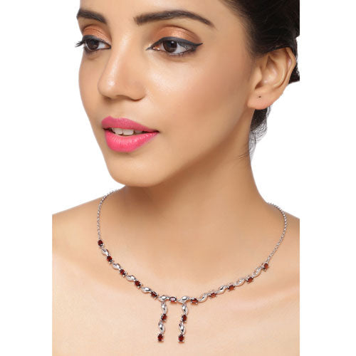 Collar de Plata de Ley .925 con Granate Genuino de 7.65 Quilates
