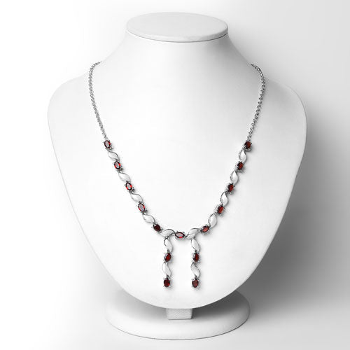 Collar de Plata de Ley .925 con Granate Genuino de 7.65 Quilates