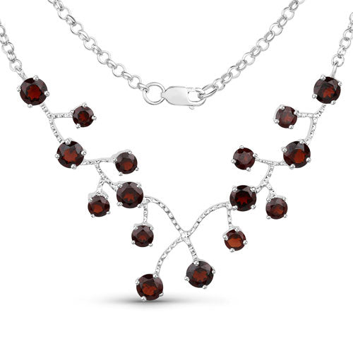 Collar de plata de ley .925 con granate auténtico de 7.20 quilates