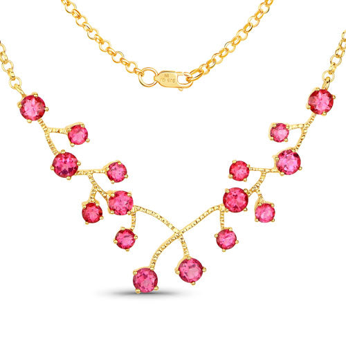 Collar de topacio rosa auténtico de 7,92 quilates en plata de ley .925