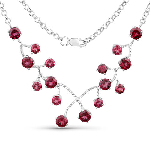 Collar de plata de ley .925 con granate rodolita auténtico de 6.00 quilates