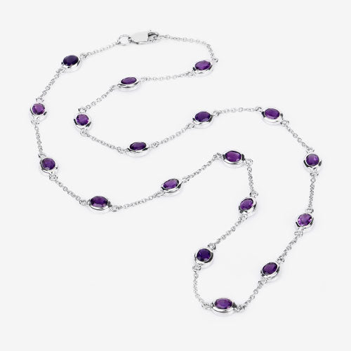 Collar de plata de ley .925 con amatista auténtica de 6.12 quilates