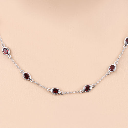 Collar de plata de ley .925 con granate genuino de 8.10 quilates