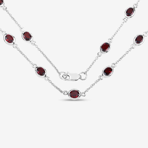 Collar de plata de ley .925 con granate genuino de 8.10 quilates
