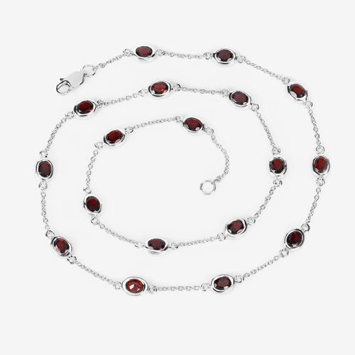 Collar de plata de ley .925 con granate genuino de 8.10 quilates