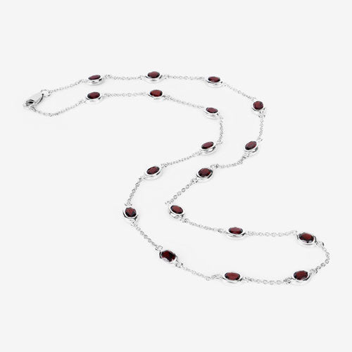 Collar de plata de ley .925 con granate genuino de 8.10 quilates