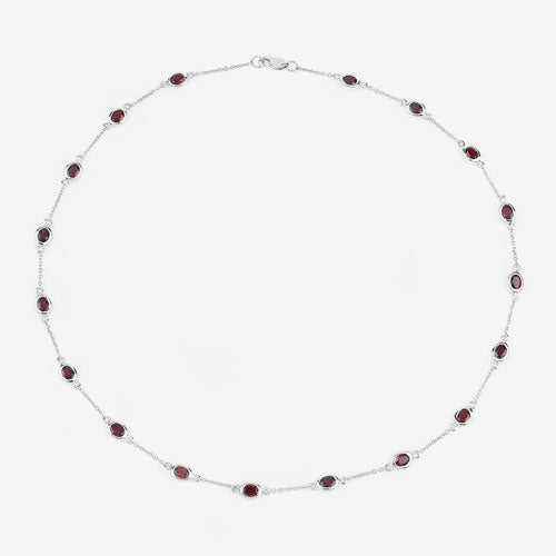 Collar de plata de ley .925 con granate genuino de 8.10 quilates