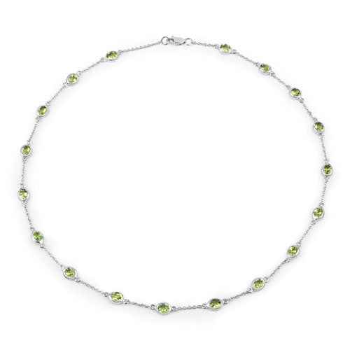 Collar de plata de ley .925 con peridoto auténtico de 6.30 quilates