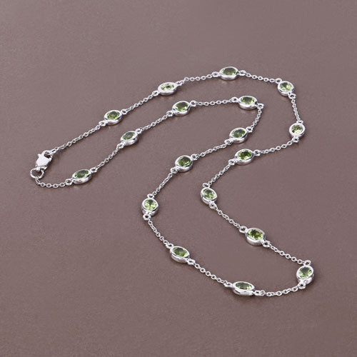 Collar de plata de ley .925 con peridoto auténtico de 6.30 quilates