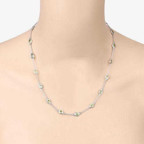 Collar de plata de ley .925 con peridoto auténtico de 6.30 quilates