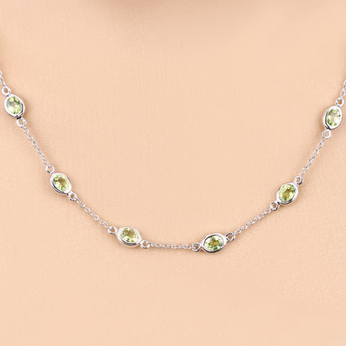 Collar de plata de ley .925 con peridoto auténtico de 6.30 quilates