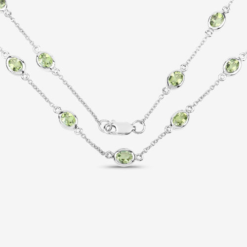 Collar de plata de ley .925 con peridoto auténtico de 6.30 quilates