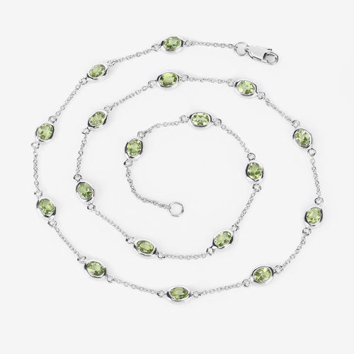 Collar de plata de ley .925 con peridoto auténtico de 6.30 quilates