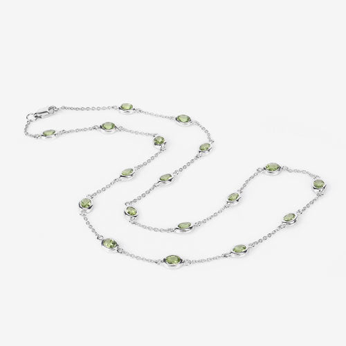 Collar de plata de ley .925 con peridoto auténtico de 6.30 quilates