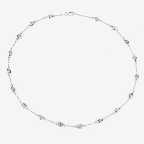 Collar de plata de ley .925 con peridoto auténtico de 6.30 quilates