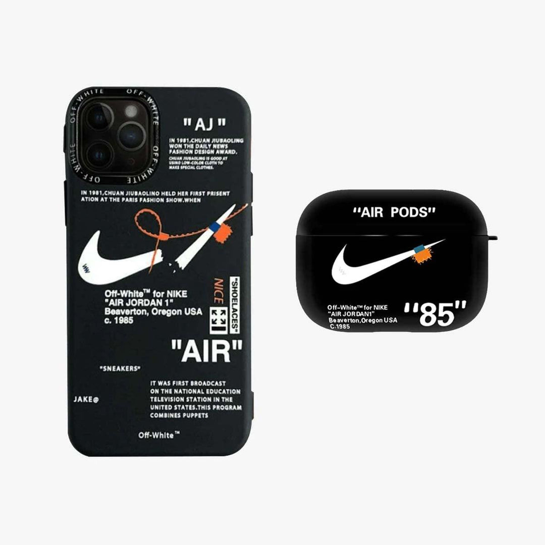 РАСПРОДАЖА | Чехол для телефона и AirPods Nike x Off White | Комплект из 2 шт.