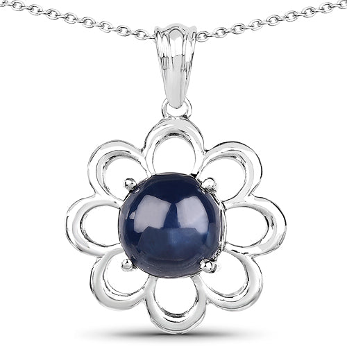 Colgante de plata de ley .925 con zafiro azul auténtico de 4.65 quilates