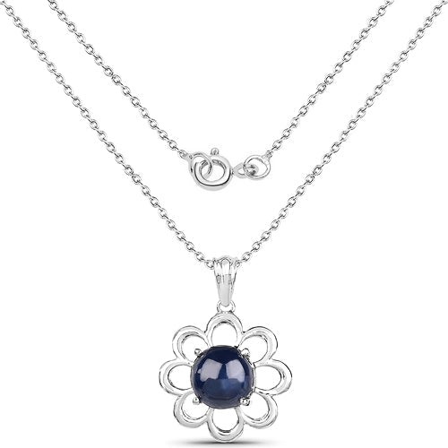 Colgante de plata de ley .925 con zafiro azul auténtico de 4.65 quilates