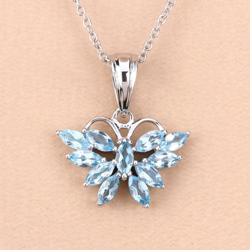 Colgante de Topacio Azul Suizo Genuino de 1.76 Quilates y Plata Esterlina .925