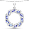 1.73 Carat Genuine Tanzanite and White Topaz .925 Sterling Silver Pendant