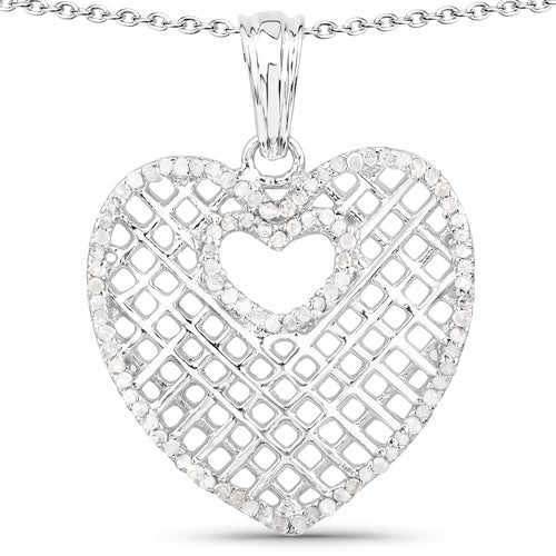 Colgante de plata de ley .925 con diamante blanco genuino de 0,52 quilates