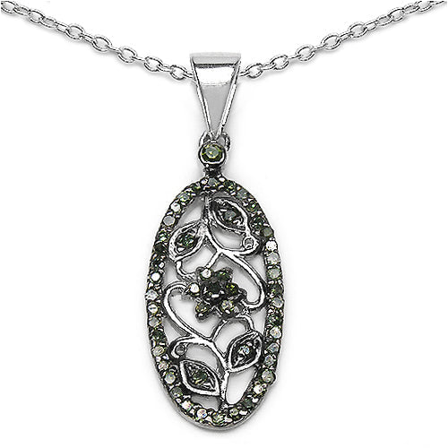 Colgante de plata de ley .925 con diamante verde auténtico de 0,22 quilates