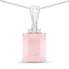 5.63 Carat Genuine Rose Quartz and White Topaz .925 Sterling Silver Pendant